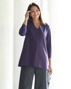 【ドゥクラッセ/DoCLASSE】の立体Vネック長め丈/8分袖・ドゥクラッセTシャツ 茄子紺|ID:prp329100004638428