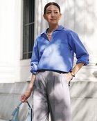 【ドゥクラッセ/DoCLASSE】のラウンドカラー・スキッパーシャツ ブルー|ID:prp329100004638436