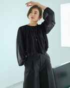 【ドゥクラッセ/DoCLASSE】のシアージョーゼット・ギャザーブラウス ブラック|ID:prp329100004638437