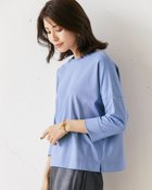 【ドゥクラッセ/DoCLASSE】の高密度シルコットン・7分袖Tシャツ/52cm丈 サックス|ID:prp329100004638445