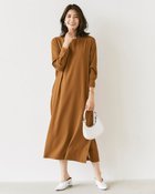 【ドゥクラッセ/DoCLASSE】のジョーゼット・裾ボタンサックワンピベルト付 キャメル|ID:prp329100004638448