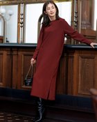 【ドゥクラッセ/DoCLASSE】のジョーゼット・裾ボタンサックワンピベルト付 ボルドー|ID:prp329100004638448