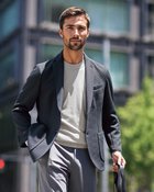 【ドゥクラッセ/DoCLASSE / MEN】の立体ジャガード360&deg;楽ジャケット チャコール|ID: prp329100004650025 ipo3291000000035894673