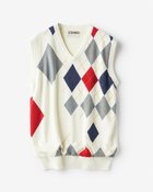 【ドゥクラッセ/DoCLASSE / MEN】のアーガイル防風裏地ニットベスト ホワイト・パターン|ID: prp329100004650028 ipo3291000000033592256