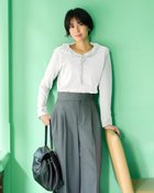 【ドゥクラッセ/DoCLASSE】の超長綿・異素材フリルトップス オフホワイト|ID:prp329100004665335