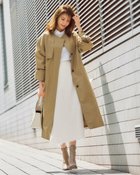 【ドゥクラッセ/DoCLASSE】の光沢ギャバジン・ノーカラートレンチコート ベージュ|ID:prp329100004665346