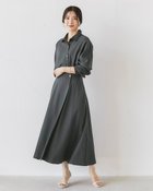 【ドゥクラッセ/DoCLASSE】のサキソニー・フレアシャツワンピース チャコール|ID: prp329100004665367 ipo3291000000034618613