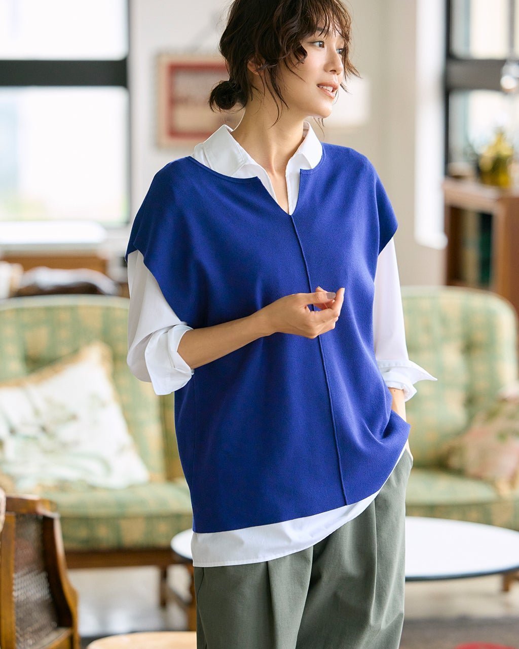 【ドゥクラッセ/DoCLASSE】のハイネック&ベスト・レイヤードセット インテリア・キッズ・メンズ・レディースファッション・服の通販 founy(ファニー) 　ファッション　Fashion　レディースファッション　Fashion for Women　アウター　Coat / Outerwear Collection　トップス・カットソー　Cut & Sew Tops　ニット　Knit Tops & Sweaters　ベスト&ジレ / 重ね着スタイル　Vests & Gilets　新作・新入荷　New Arrivals / New In　インナー　Innerwear　コンパクト　Compact, Small Size　コンビ　Combo, Combination Style　サマー　Summer, Summer Style　ジャケット　Jacket, Outerwear　セーター　Sweater, Knitwear　ハイネック　High Neck, Mock Neck　バランス　Balance, Style Balance　フォルム　Silhouette, Form　ベスト　Vest, Waistcoat　エレガント 上品　Elegant　人気　Popular, Best Seller　ブルー|ID: prp329100004665391 ipo3291000000033747176