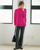 【ドゥクラッセ/DoCLASSE】のハイネック・ドロップショルダーニット フューシャピンク|ID:prp329100004665400