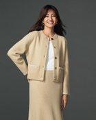【ドゥクラッセ/DoCLASSE】のワッフルニット・ツイードトリムジャケット アイボリー|ID:prp329100004665560