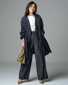 【ドゥクラッセ/DoCLASSE】のノーカラー・ドロストギャザーコート ミッドナイトブルー|ID:prp329100004665630