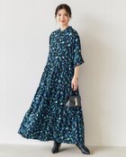 【ドゥクラッセ/DoCLASSE】のジョーゼット・幾何柄ティアードワンピース ブルー・パターン|ID:prp329100004665661