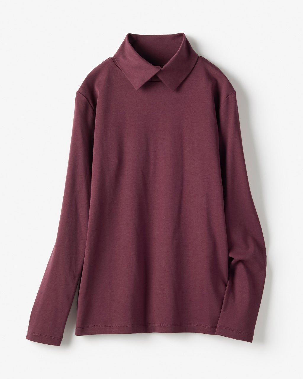 【ドゥクラッセ/DoCLASSE】の超長綿・衿付きハイネックカットソー インテリア・キッズ・メンズ・レディースファッション・服の通販 founy(ファニー) 　ファッション　Fashion　レディースファッション　Fashion for Women　トップス・カットソー　Cut & Sew Tops　シャツ・ブラウス・オフィスカジュアル　Elegant Blouses & Button-Ups　ロングTシャツ・Tシャツ　Longline T-Shirts & Tees　カットソー・ベーシックTシャツ　Cut-and-Sewn Tops / Stretch Tees & Basics　カットソー　Cut and Sewn Top　チェック　Check, Plaid, Tartan　フロント　Front, Front Design　ボルドー|ID: prp329100004665742 ipo3291000000034007073