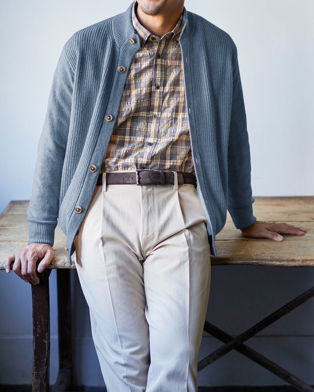 【ドゥクラッセ/DoCLASSE / MEN】のイタリア糸ソフトウール混ジャケットカーディガン インテリア・キッズ・メンズ・レディースファッション・服の通販 founy(ファニー) 　ファッション　Fashion　メンズファッション　Fashion for Men　新作・新入荷　New Arrivals / New In　イタリア　Italy　カーディガン　Cardigan, Knitwear　ジャケット　Jacket, Outerwear　スタンド　Stand Collar, Upright Stand　ミドル　Middle Length, Mid Height　メンズ　Men's, Menswear　冬　Winter / This Winter　秋　Autumn　ライトインディゴ|ID: prp329100004665780 ipo3291000000033748044