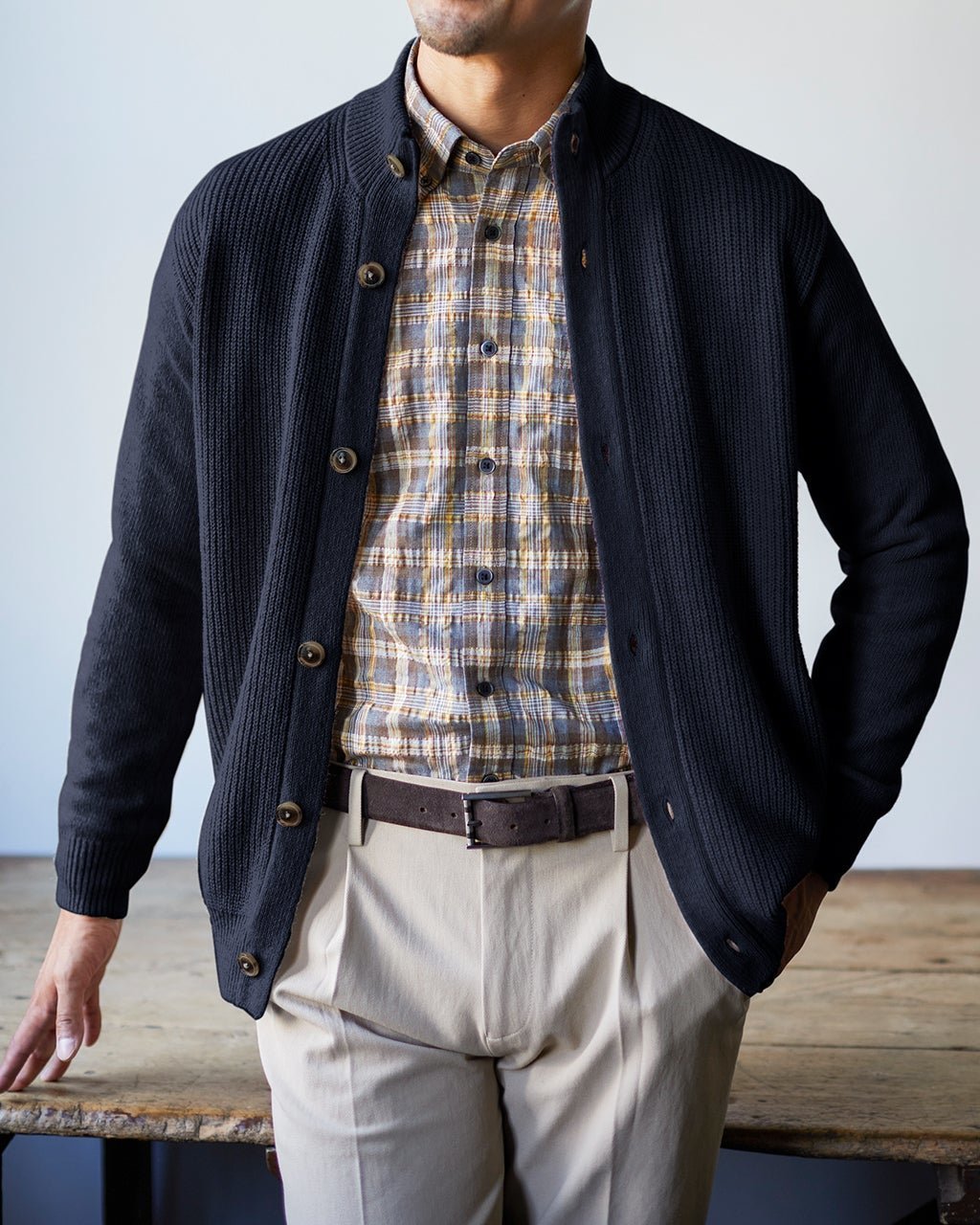 【ドゥクラッセ/DoCLASSE / MEN】のイタリア糸ソフトウール混ジャケットカーディガン インテリア・キッズ・メンズ・レディースファッション・服の通販 founy(ファニー) 　ファッション　Fashion　メンズファッション　Fashion for Men　新作・新入荷　New Arrivals / New In　イタリア　Italy　カーディガン　Cardigan, Knitwear　ジャケット　Jacket, Outerwear　スタンド　Stand Collar, Upright Stand　ミドル　Middle Length, Mid Height　メンズ　Men's, Menswear　冬　Winter / This Winter　秋　Autumn　ネイビー|ID: prp329100004665780 ipo3291000000033748048