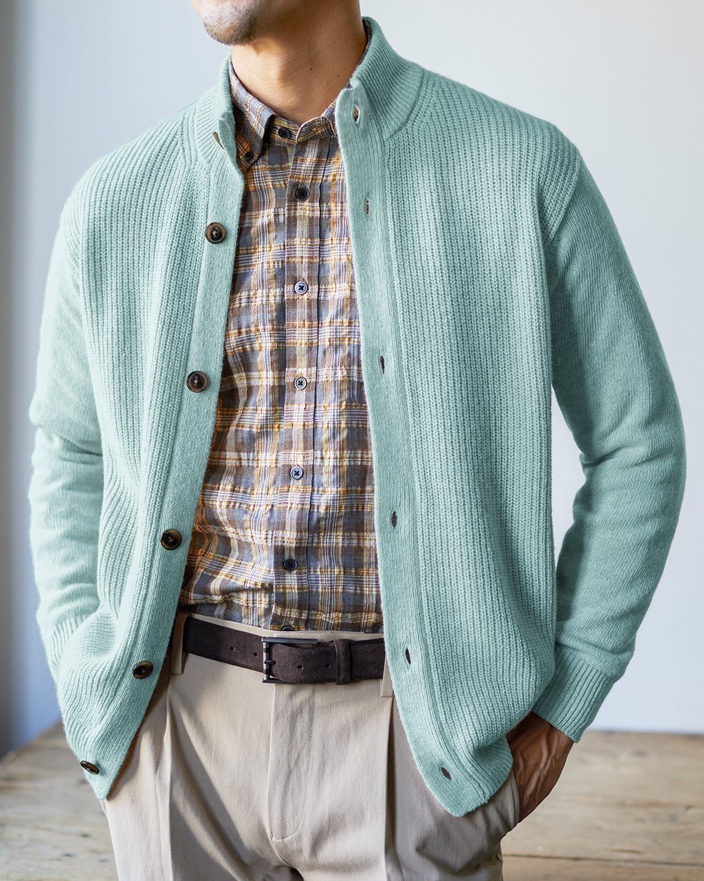 【ドゥクラッセ/DoCLASSE / MEN】のイタリア糸ソフトウール混ジャケットカーディガン インテリア・キッズ・メンズ・レディースファッション・服の通販 founy(ファニー) 　ファッション　Fashion　メンズファッション　Fashion for Men　新作・新入荷　New Arrivals / New In　イタリア　Italy　カーディガン　Cardigan, Knitwear　ジャケット　Jacket, Outerwear　スタンド　Stand Collar, Upright Stand　ミドル　Middle Length, Mid Height　メンズ　Men's, Menswear　冬　Winter / This Winter　秋　Autumn　アクア|ID: prp329100004665780 ipo3291000000033748052