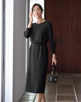 【ドゥクラッセ/DoCLASSE】のダブルクロス・ブラウジングワンピース 人気、トレンドファッション・服の通販 founy(ファニー) ファッション Fashion レディースファッション Fashion for Women ワンピース Dresses 新作・新入荷 New Arrivals / New In シンプル Simple, Minimal セットアップ Set-Up, Coordinated Outfit ブラウジング Blouson Silhouette, Cinched Waist |ID:prp329100004684915