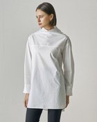 【ドゥクラッセ/DoCLASSE】の高密度コットン・ハイネックオーバーシャツ 人気、トレンドファッション・服の通販 founy(ファニー) ファッション Fashion レディースファッション Fashion for Women トップス・カットソー Cut & Sew Tops シャツ・ブラウス・オフィスカジュアル Elegant Blouses & Button-Ups 新作・新入荷 New Arrivals / New In シンプル Simple, Minimal タイプライター Typewriter Fabric, Crisp Cotton ハイネック High Neck, Mock Neck フォルム Silhouette, Form プレーン Plain, Simple リボン Ribbon, Bow レギンス Leggings, Stretch Pants ロング Long, Long-Length thumbnail ホワイト|ID: prp329100004686768 ipo3291000000034943201