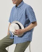 【ドゥクラッセ/DoCLASSE / MEN】のリネンシアサッカー半袖 ブルーグレンチェック|ID: prp329100004688309 ipo3291000000034283229