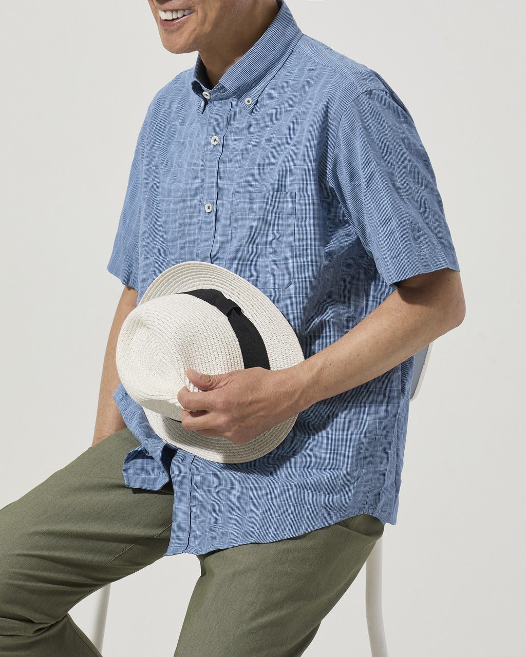 【ドゥクラッセ/DoCLASSE / MEN】のリネンシアサッカー半袖 インテリア・キッズ・メンズ・レディースファッション・服の通販 founy(ファニー) 　ファッション　Fashion　メンズファッション　Fashion for Men　抗菌　Antibacterial, Bacteria-Resistant　ジャケット　Jacket, Outerwear　ストライプ　Stripe, Striped Pattern　チェック　Check, Plaid, Tartan　ドレス　Dress, One-Piece　定番　Standard, Basic Item　ポケット　Pocket, Pocket Detail　半袖　Short Sleeve, Half Sleeve　メンズ　Men's, Menswear　リネン　Linen, Linen Fabric　夏　Summer　ブルーグレンチェック|ID: prp329100004688309 ipo3291000000035831454