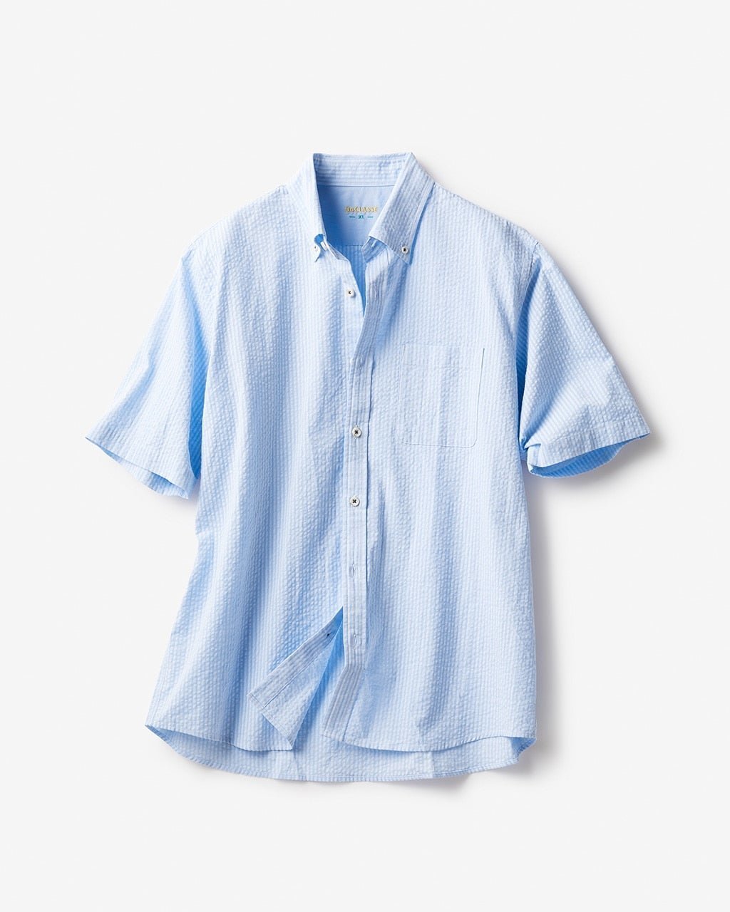 【ドゥクラッセ/DoCLASSE / MEN】のリネンシアサッカー半袖 インテリア・キッズ・メンズ・レディースファッション・服の通販 founy(ファニー) 　ファッション　Fashion　メンズファッション　Fashion for Men　抗菌　Antibacterial, Bacteria-Resistant　ジャケット　Jacket, Outerwear　ストライプ　Stripe, Striped Pattern　チェック　Check, Plaid, Tartan　ドレス　Dress, One-Piece　定番　Standard, Basic Item　ポケット　Pocket, Pocket Detail　半袖　Short Sleeve, Half Sleeve　メンズ　Men's, Menswear　リネン　Linen, Linen Fabric　夏　Summer　アイスブルー|ID: prp329100004688309 ipo3291000000035831465