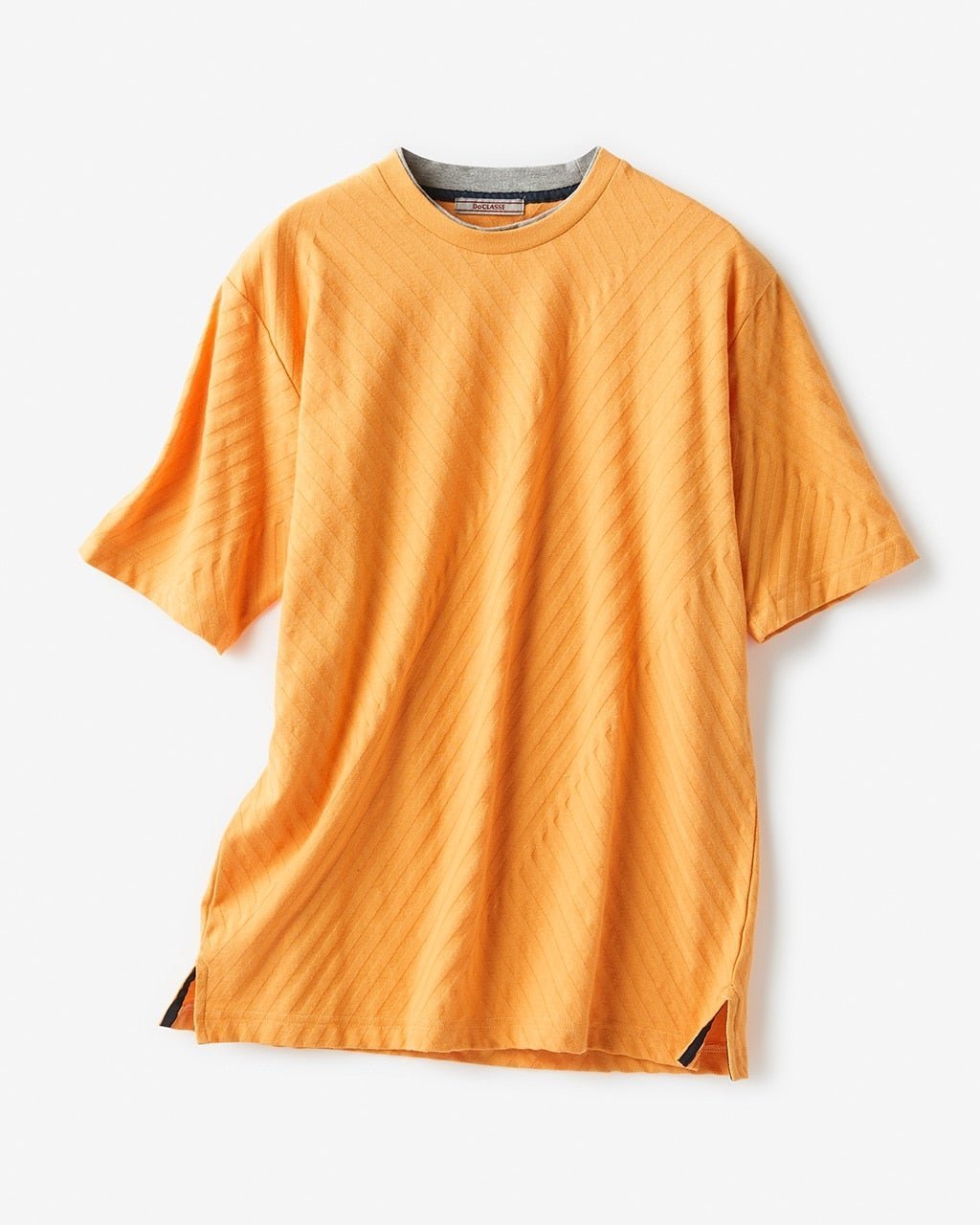 【ドゥクラッセ/DoCLASSE / MEN】のバイアスリンクス編T インテリア・キッズ・メンズ・レディースファッション・服の通販 founy(ファニー) 　ファッション　Fashion　メンズファッション　Fashion for Men　トップス・カットソー　Cut & Sew Tops　メンズシャツ　Shirts　ポロシャツ / きれいめカジュアルスタイル　Polo Shirts　カットソー　Cut and Sewn Top　ストライプ　Stripe, Striped Pattern　バイアス　Bias, Diagonal Cut　メンズ　Men's, Menswear　エレガント 上品　Elegant　夏　Summer　オレンジ|ID: prp329100004691849 ipo3291000000033880416