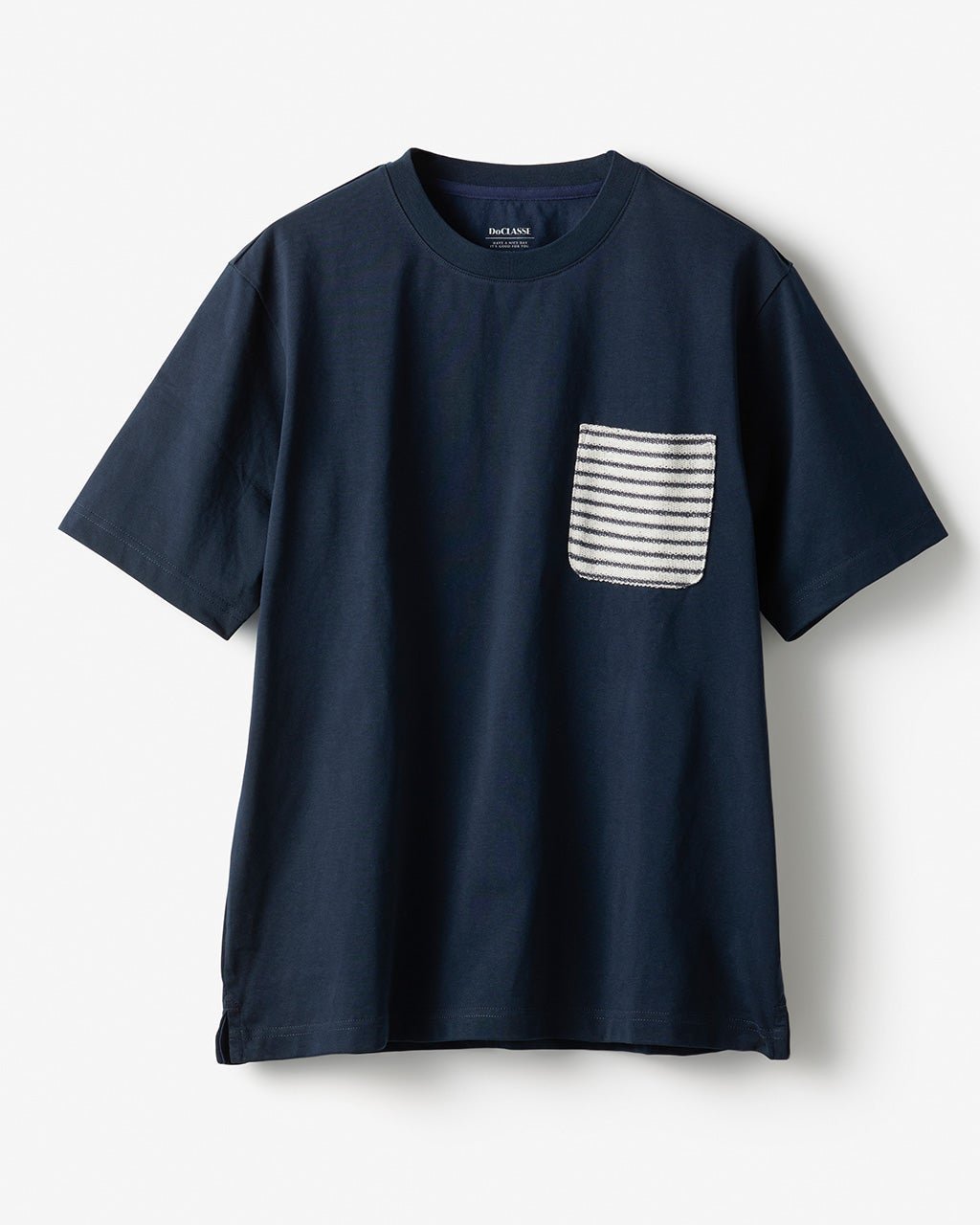 【ドゥクラッセ/DoCLASSE / MEN】のUSAコットン速乾ゆったりTボーダーポケット 半袖 インテリア・キッズ・メンズ・レディースファッション・服の通販 founy(ファニー) 　ファッション　Fashion　メンズファッション　Fashion for Men　トップス・カットソー　Cut & Sew Tops　メンズシャツ　Shirts　ポロシャツ / きれいめカジュアルスタイル　Polo Shirts　ボーダー　Border, Stripe　ポケット　Pocket, Pocket Detail　メンズ　Men's, Menswear　半袖　Short Sleeve, Half Sleeve　ネイビー|ID: prp329100004694386 ipo3291000000033896838