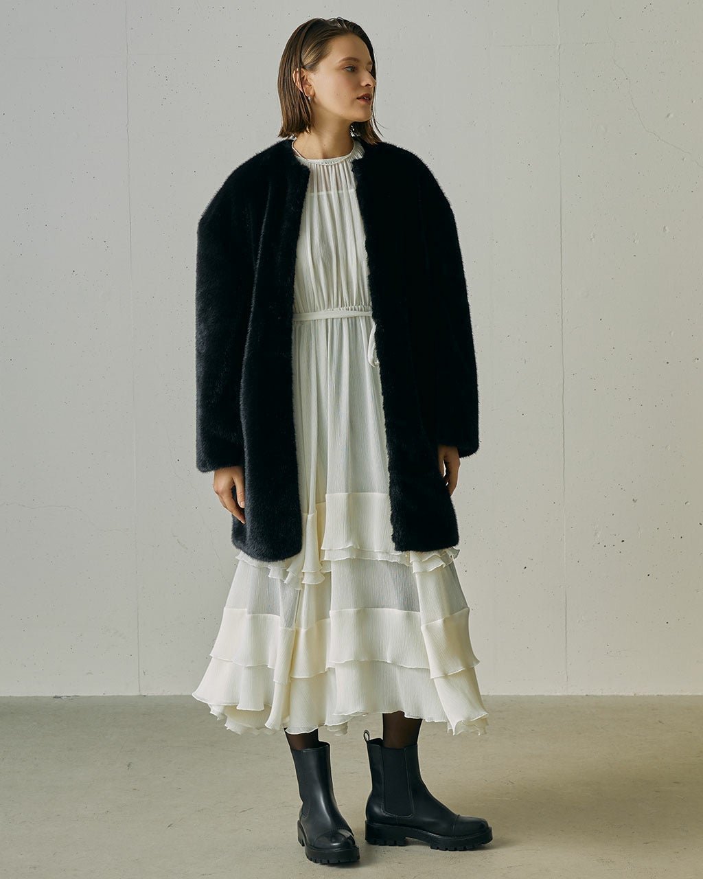 【ドゥクラッセ/DoCLASSE】のクレープジョーゼット・フリルティアードドレス 人気、トレンドファッション・服の通販 founy(ファニー) 　ファッション　Fashion　レディースファッション　Fashion for Women　ワンピース　Dresses　フォーマル・パーティードレス・結婚式用ドレス　Elegant & Casual Dresses　新作・新入荷　New Arrivals / New In　ギャザー　Gathered, Ruffled　シフォン　Chiffon, Lightweight Fabric　シルク　Silk, 100% Silk　フリル　Frill, Ruffle　ボヘミアン　Bohemian, Ethnic Style　ロマンティック　Romantic, Feminine Style　ロング　Long, Long-Length　夏　Summer　春　Spring　S/S・春夏　SS, Spring/Summer, Warm Season　A/W・秋冬　Autumn/Winter　 other-1|ID: prp329100004697141 ipo3291000000034452467