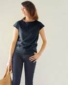 【ドゥクラッセ/DoCLASSE】のボートネック/フレンチ袖・ドゥクラッセTファイン 人気、トレンドファッション・服の通販 founy(ファニー) ファッション Fashion レディースファッション Fashion for Women トップス・カットソー Cut & Sew Tops シャツ・ブラウス・オフィスカジュアル Elegant Blouses & Button-Ups ロングTシャツ・Tシャツ Longline T-Shirts & Tees カットソー・ベーシックTシャツ Cut-and-Sewn Tops / Stretch Tees & Basics カットソー Cut and Sewn Top 抗菌 Antibacterial, Bacteria-Resistant ダブル Double, Double-Breasted なめらか Smooth, Silky Texture フレンチ French, French Style フロント Front, Front Design ベーシック Basic, Essential おすすめ Recommended / Our Picks エレガント 上品 Elegant thumbnail ミッドナイトブルー|ID: prp329100004703724 ipo3291000000033966363