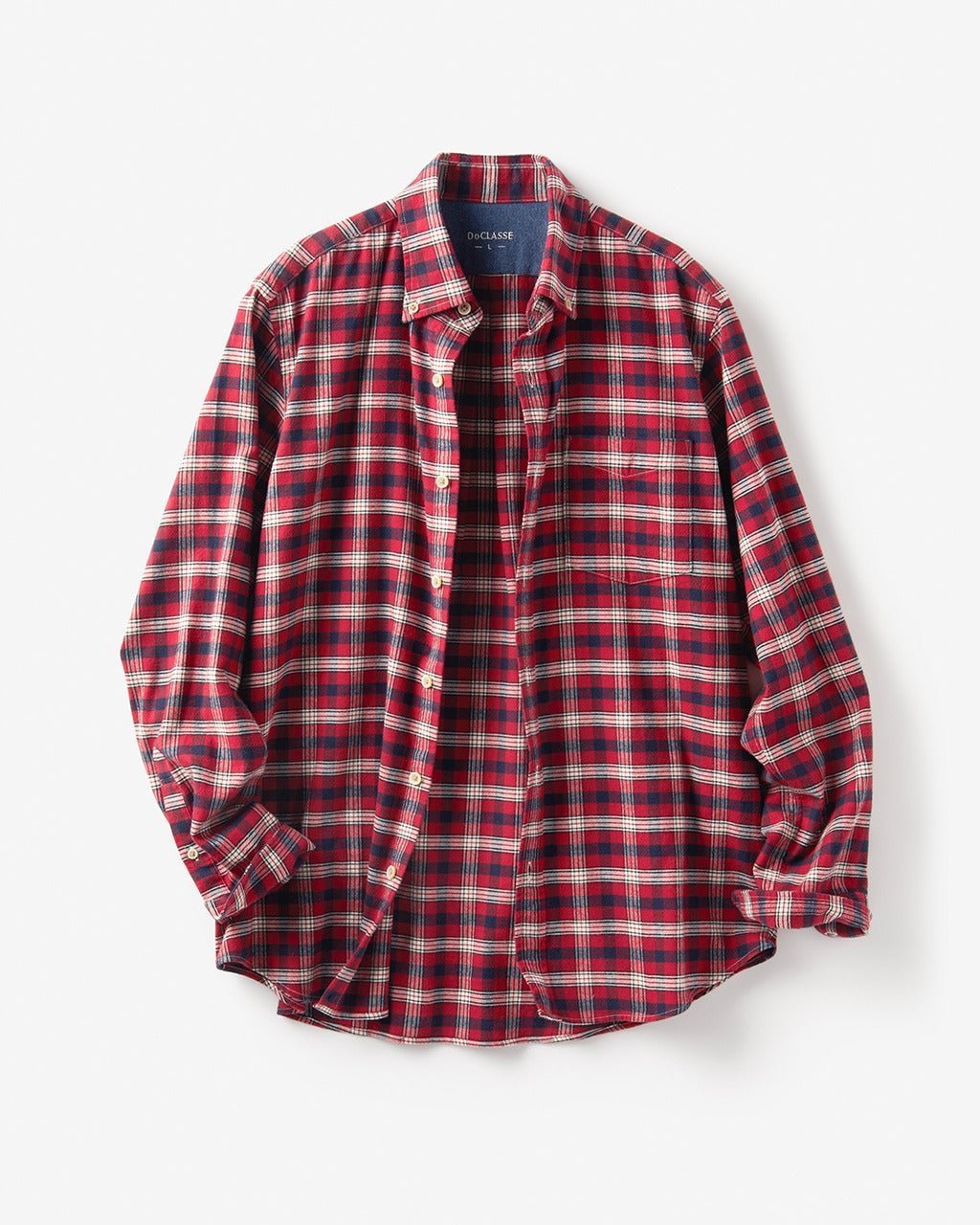 【ドゥクラッセ/DoCLASSE / MEN】の両面起毛 上品フランネルシャツ長袖 インテリア・キッズ・メンズ・レディースファッション・服の通販 founy(ファニー) 　ファッション　Fashion　メンズファッション　Fashion for Men　なめらか　Smooth, Silky Texture　フィット　Fit, Slim Fit　メンズ　Men's, Menswear　ヨーク　Yoke, Yoke Design　エレガント 上品　Elegant　人気　Popular, Best Seller　長袖　Long Sleeve, Full Sleeve　レッドチェック|ID: prp329100004707118 ipo3291000000033996734
