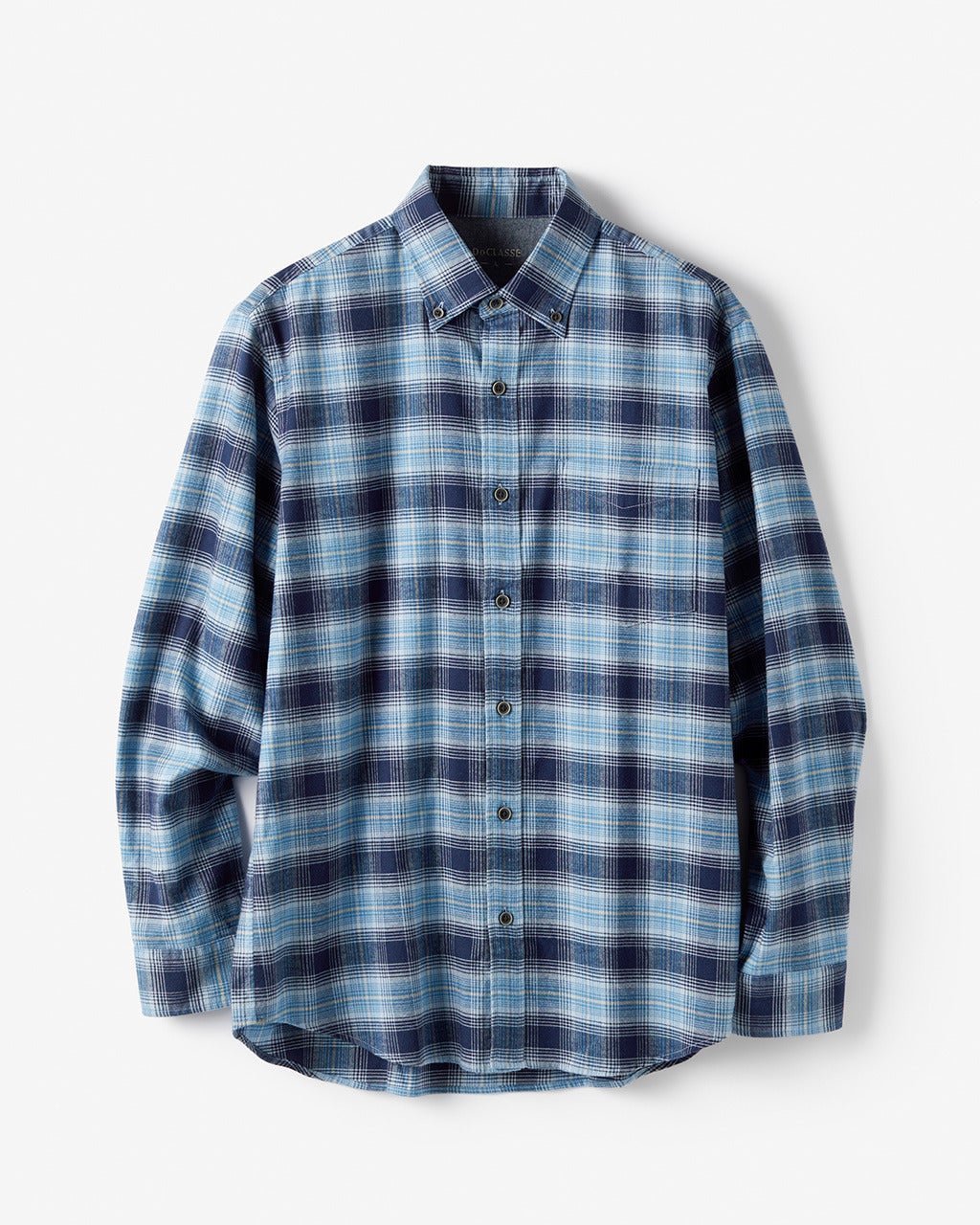 【ドゥクラッセ/DoCLASSE / MEN】の両面起毛 上品フランネルシャツ長袖 インテリア・キッズ・メンズ・レディースファッション・服の通販 founy(ファニー) 　ファッション　Fashion　メンズファッション　Fashion for Men　なめらか　Smooth, Silky Texture　フィット　Fit, Slim Fit　メンズ　Men's, Menswear　ヨーク　Yoke, Yoke Design　エレガント 上品　Elegant　人気　Popular, Best Seller　長袖　Long Sleeve, Full Sleeve　ネイビー&times;ブルー|ID: prp329100004707118 ipo3291000000033996743