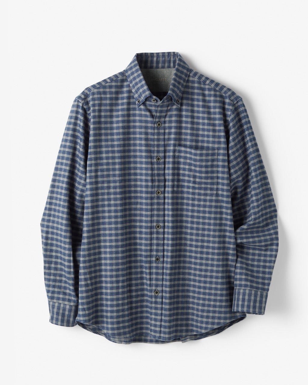 【ドゥクラッセ/DoCLASSE / MEN】の両面起毛 上品フランネルシャツ長袖 インテリア・キッズ・メンズ・レディースファッション・服の通販 founy(ファニー) 　ファッション　Fashion　メンズファッション　Fashion for Men　なめらか　Smooth, Silky Texture　フィット　Fit, Slim Fit　メンズ　Men's, Menswear　ヨーク　Yoke, Yoke Design　エレガント 上品　Elegant　人気　Popular, Best Seller　長袖　Long Sleeve, Full Sleeve　ネイビー&times;グレー|ID: prp329100004707118 ipo3291000000033996744