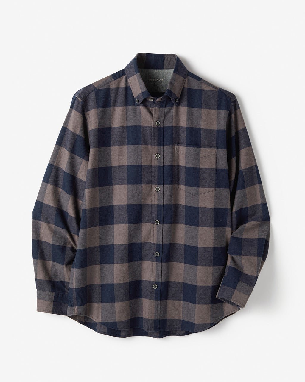 【ドゥクラッセ/DoCLASSE / MEN】の両面起毛 上品フランネルシャツ長袖 インテリア・キッズ・メンズ・レディースファッション・服の通販 founy(ファニー) 　ファッション　Fashion　メンズファッション　Fashion for Men　なめらか　Smooth, Silky Texture　フィット　Fit, Slim Fit　メンズ　Men's, Menswear　ヨーク　Yoke, Yoke Design　エレガント 上品　Elegant　人気　Popular, Best Seller　長袖　Long Sleeve, Full Sleeve　ネイビー&times;DKブラウン|ID: prp329100004707118 ipo3291000000033996754
