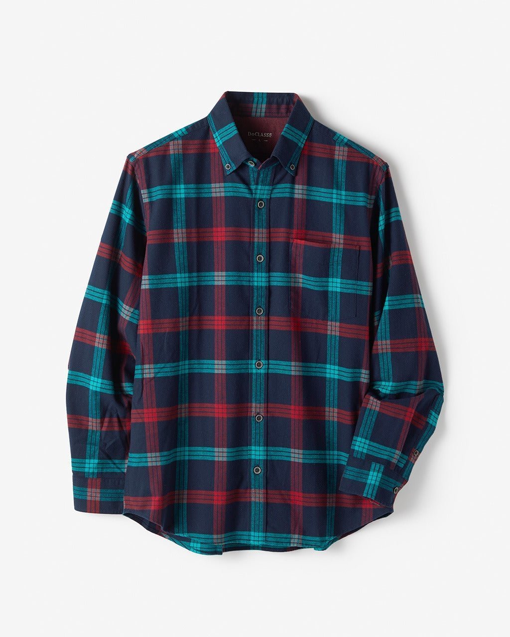 【ドゥクラッセ/DoCLASSE / MEN】の両面起毛 上品フランネルシャツ長袖 インテリア・キッズ・メンズ・レディースファッション・服の通販 founy(ファニー) 　ファッション　Fashion　メンズファッション　Fashion for Men　なめらか　Smooth, Silky Texture　フィット　Fit, Slim Fit　メンズ　Men's, Menswear　ヨーク　Yoke, Yoke Design　エレガント 上品　Elegant　人気　Popular, Best Seller　長袖　Long Sleeve, Full Sleeve　ネイビー&times;グリーン|ID: prp329100004707118 ipo3291000000033996756