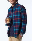 【ドゥクラッセ/DoCLASSE / MEN】の両面起毛 上品フランネルシャツ長袖 ネイビー&times;グリーン|ID: prp329100004707118 ipo3291000000035894783