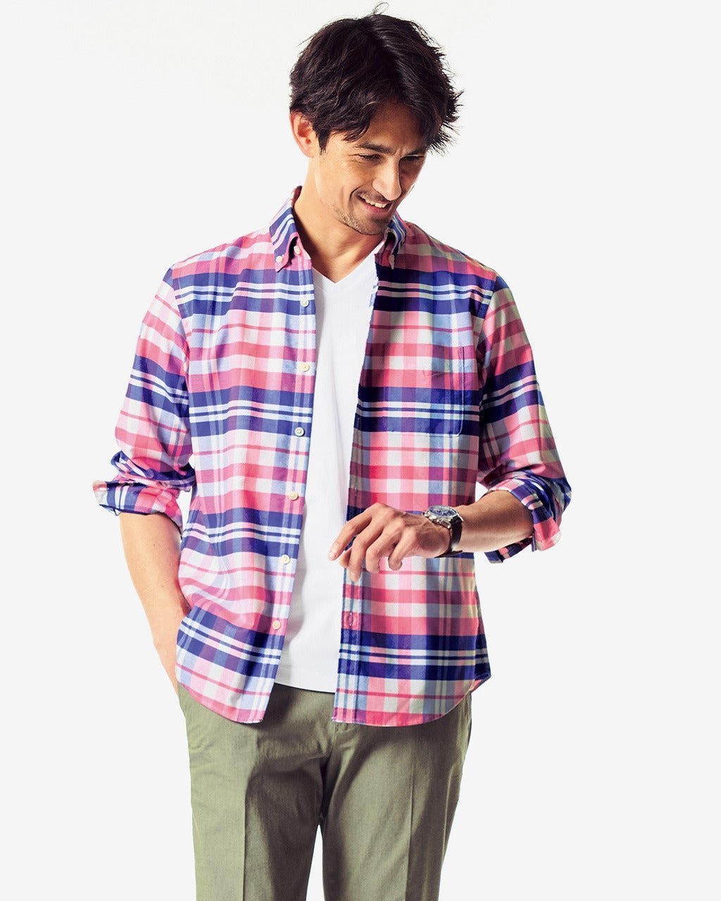 【ドゥクラッセ/DoCLASSE / MEN】の先染ピュアファインオックスシャツ長袖 インテリア・キッズ・メンズ・レディースファッション・服の通販 founy(ファニー) 　ファッション　Fashion　メンズファッション　Fashion for Men　抗菌　Antibacterial, Bacteria-Resistant　ストライプ　Stripe, Striped Pattern　チェック　Check, Plaid, Tartan　なめらか　Smooth, Silky Texture　人気　Popular, Best Seller　長袖　Long Sleeve, Full Sleeve　フィット　Fit, Slim Fit　メンズ　Men's, Menswear　ヨーク　Yoke, Yoke Design　ブライトピンク|ID: prp329100004707119 ipo3291000000033996761