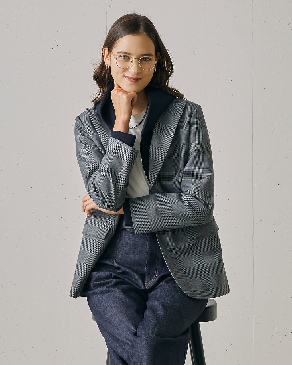 【ドゥクラッセ/DoCLASSE】のグレンチェックウール・シングルジャケット インテリア・キッズ・メンズ・レディースファッション・服の通販 founy(ファニー) 　ファッション　Fashion　レディースファッション　Fashion for Women　アウター　Coat / Outerwear Collection　レディースジャケット・軽アウター　Jackets　新作・新入荷　New Arrivals / New In　イタリア　Italy　ジャケット　Jacket, Outerwear　スタイリッシュ　Stylish, Fashionable　ストレート　Straight, Straight Cut　セットアップ　Set-Up, Coordinated Outfit　チェック　Check, Plaid, Tartan　デニム　Denim, Jeans Material　ベスト　Vest, Waistcoat　グレー|ID: prp329100004716996 ipo3291000000034080839