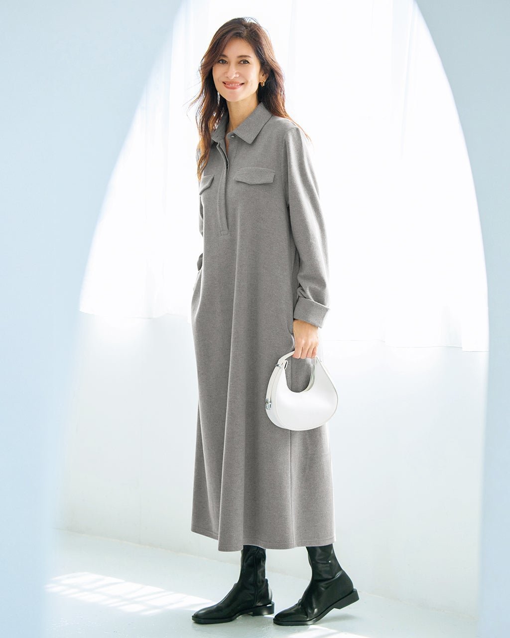 【ドゥクラッセ/DoCLASSE】のニードルジャージー・スキッパーシャツワンピ 人気、トレンドファッション・服の通販 founy(ファニー) 　ファッション　Fashion　レディースファッション　Fashion for Women　ワンピース　Dresses　シャツワンピース / 1枚で着映えコーデ　Shirt Dresses　新作・新入荷　New Arrivals / New In　インナー　Innerwear　スキッパー　Skipper, Open Collar　フラップ　Flap, Flap Pocket　ポケット　Pocket, Pocket Detail　 other-1|ID: prp329100004717007 ipo3291000000034080873