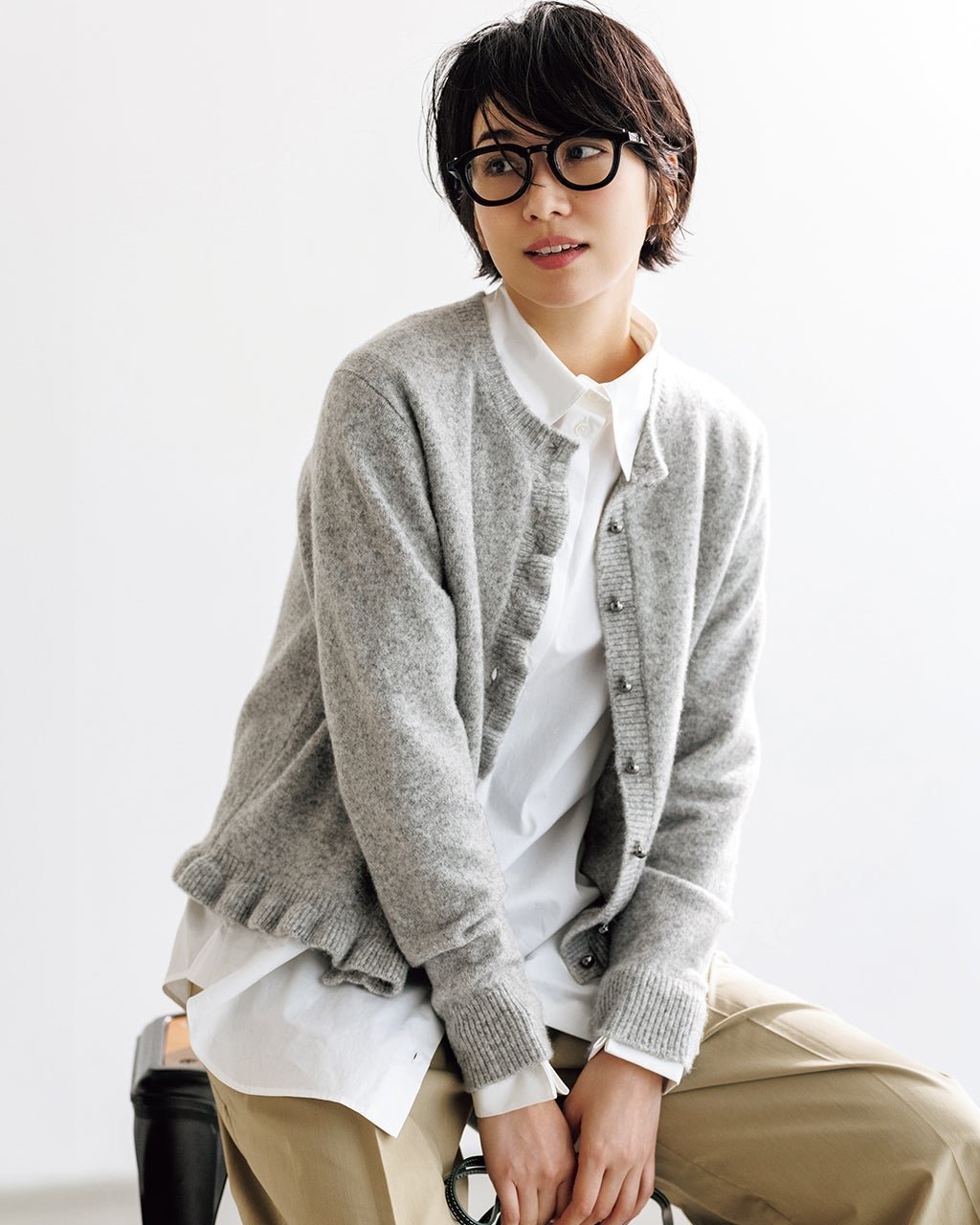 【ドゥクラッセ/DoCLASSE】のウール混タム・フリルカーディガン 人気、トレンドファッション・服の通販 founy(ファニー) 　ファッション　Fashion　レディースファッション　Fashion for Women　トップス・カットソー　Cut & Sew Tops　カーディガン・羽織り　Layered Style Cardigans　新作・新入荷　New Arrivals / New In　おすすめ　Recommended / Our Picks　カーディガン　Cardigan, Knitwear　フリル　Frill, Ruffle　ベーシック　Basic, Essential　畦　Ribbed Knit　 other-1|ID: prp329100004717008 ipo3291000000034080877