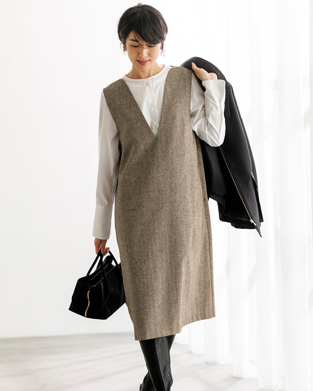 【ドゥクラッセ/DoCLASSE】のラメツイード・ジャンパースカート インテリア・キッズ・メンズ・レディースファッション・服の通販 founy(ファニー) 　ファッション　Fashion　レディースファッション　Fashion for Women　スカート　Skirts　インナー　Innerwear　ツイード　Twill, Twill Weave　ロング　Long, Long-Length　ブラウン|ID: prp329100004717014 ipo3291000000034080909