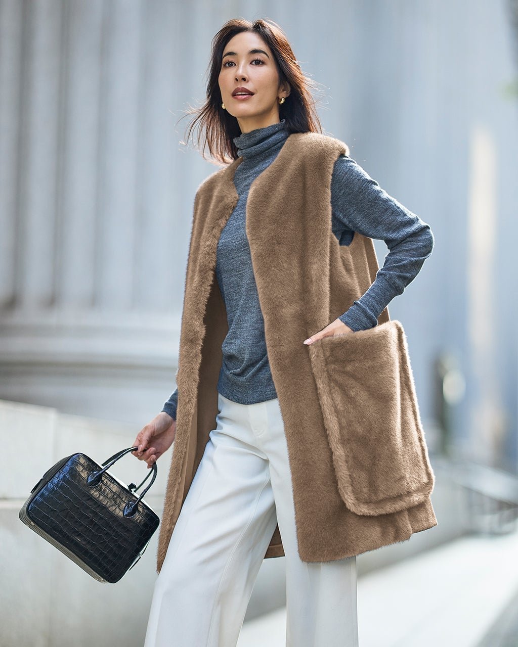 【ドゥクラッセ/DoCLASSE】のエコミンク・異素材ジレ インテリア・キッズ・メンズ・レディースファッション・服の通販 founy(ファニー) 　ファッション　Fashion　レディースファッション　Fashion for Women　アウター　Coat / Outerwear Collection　レディースジャケット・軽アウター　Jackets　新作・新入荷　New Arrivals / New In　おすすめ　Recommended / Our Picks　ジャケット　Jacket, Outerwear　冬　Winter / This Winter　ブラウン|ID: prp329100004717023 ipo3291000000034080965