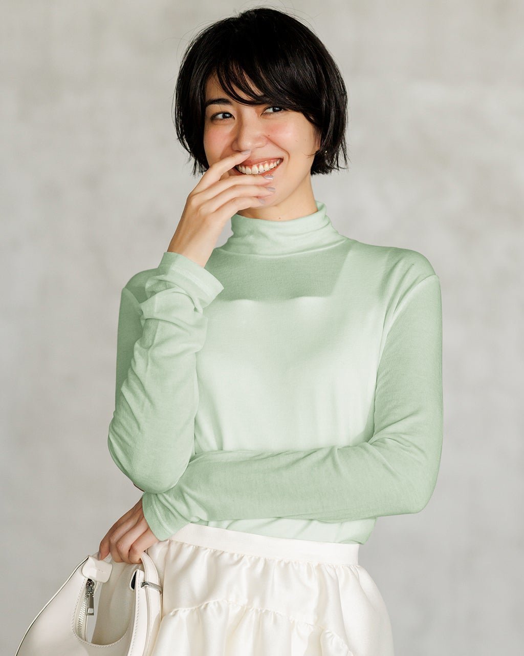 【ドゥクラッセ/DoCLASSE】のスキンタッチウール・ハイネック インテリア・キッズ・メンズ・レディースファッション・服の通販 founy(ファニー) 　ファッション　Fashion　レディースファッション　Fashion for Women　トップス・カットソー　Cut & Sew Tops　シャツ・ブラウス・オフィスカジュアル　Elegant Blouses & Button-Ups　ロングTシャツ・Tシャツ　Longline T-Shirts & Tees　カットソー・ベーシックTシャツ　Cut-and-Sewn Tops / Stretch Tees & Basics　新作・新入荷　New Arrivals / New In　インナー　Innerwear　カットソー　Cut and Sewn Top　シアー　Sheer, See-Through　ハイネック　High Neck, Mock Neck　ミックス　Mix, Mixed Style　ロング　Long, Long-Length　A/W・秋冬　Autumn/Winter　ライトグリーン|ID: prp329100004717028 ipo3291000000034081013