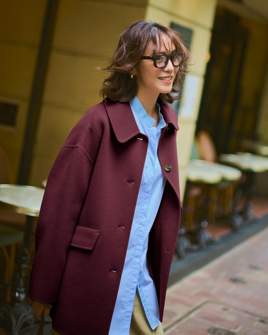 【ドゥクラッセ/DoCLASSE】のピュアウールリバー・ミドルステンコート インテリア・キッズ・メンズ・レディースファッション・服の通販 founy(ファニー) 　ファッション　Fashion　レディースファッション　Fashion for Women　アウター　Coat / Outerwear Collection　コート・ロングコート・ピーコート　Long Coats, Peacoats & More　新作・新入荷　New Arrivals / New In　なめらか　Smooth, Silky Texture　ダブル　Double, Double-Breasted　ハンド　Hand, Handmade　フェイス　Face, Facial Design　ベーシック　Basic, Essential　ミドル　Middle Length, Mid Height　ワーク　Workwear, Utility Style　エレガント 上品　Elegant　人気　Popular, Best Seller　今季　This Season, Current Season　定番　Standard, Basic Item　ボルドー|ID: prp329100004717030 ipo3291000000034081026