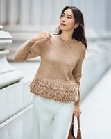 【ドゥクラッセ/DoCLASSE】のウール混・フリンジヘムセーター 人気、トレンドファッション・服の通販 founy(ファニー) ファッション Fashion レディースファッション Fashion for Women トップス・カットソー Cut & Sew Tops ニット Knit Tops & Sweaters セーター Sweater, Knitwear フリンジ Fringe, Tassel ミックス Mix, Mixed Style ミドル Middle Length, Mid Height |ID:prp329100004717031