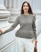 【ドゥクラッセ/DoCLASSE】のウール混・フリンジヘムセーター 人気、トレンドファッション・服の通販 founy(ファニー) ファッション Fashion レディースファッション Fashion for Women トップス・カットソー Cut & Sew Tops ニット Knit Tops & Sweaters セーター Sweater, Knitwear フリンジ Fringe, Tassel ミックス Mix, Mixed Style ミドル Middle Length, Mid Height thumbnail グレー|ID: prp329100004717031 ipo3291000000036338516