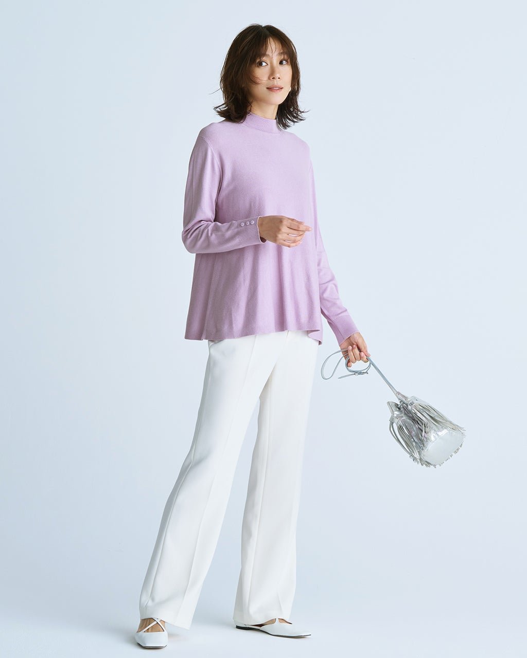 【ドゥクラッセ/DoCLASSE】のシルクフィール・フレアハイネックニット 人気、トレンドファッション・服の通販 founy(ファニー) 　ファッション　Fashion　レディースファッション　Fashion for Women　トップス・カットソー　Cut & Sew Tops　ニット　Knit Tops & Sweaters　新作・新入荷　New Arrivals / New In　なめらか　Smooth, Silky Texture　スマート　Smart, Elegant　セーター　Sweater, Knitwear　ハイネック　High Neck, Mock Neck　フォルム　Silhouette, Form　フレア　Flare, Flared　エレガント 上品　Elegant　 other-1|ID: prp329100004717034 ipo3291000000034081037