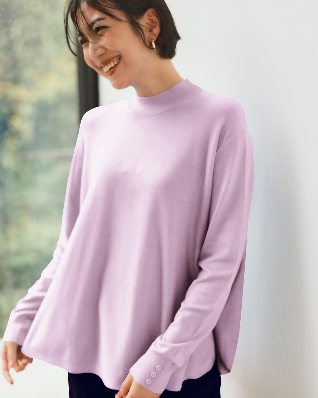 【ドゥクラッセ/DoCLASSE】のシルクフィール・フレアハイネックニット インテリア・キッズ・メンズ・レディースファッション・服の通販 founy(ファニー) 　ファッション　Fashion　レディースファッション　Fashion for Women　トップス・カットソー　Cut & Sew Tops　ニット　Knit Tops & Sweaters　なめらか　Smooth, Silky Texture　スマート　Smart, Elegant　セーター　Sweater, Knitwear　ハイネック　High Neck, Mock Neck　フォルム　Silhouette, Form　フレア　Flare, Flared　エレガント 上品　Elegant　人気　Popular, Best Seller　ラベンダー|ID: prp329100004717034 ipo3291000000035933001