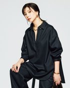 【ドゥクラッセ/DoCLASSE】の高密度フラノ・スキッパーブラウス ミッドナイトブルー|ID:prp329100004717036