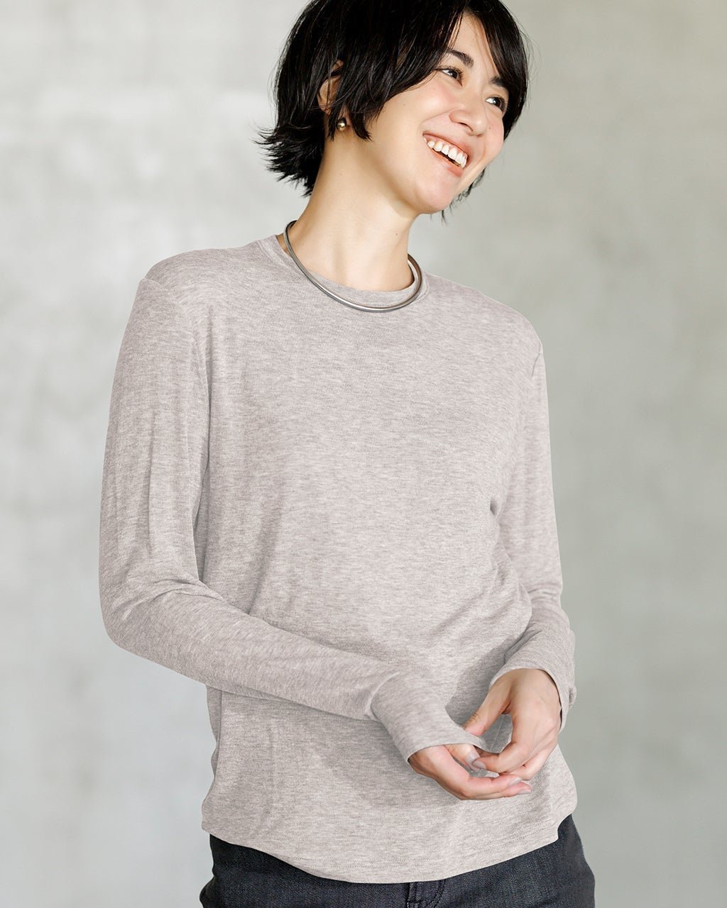【ドゥクラッセ/DoCLASSE】のスキンタッチウール・クルーネック インテリア・キッズ・メンズ・レディースファッション・服の通販 founy(ファニー) 　ファッション　Fashion　レディースファッション　Fashion for Women　トップス・カットソー　Cut & Sew Tops　シャツ・ブラウス・オフィスカジュアル　Elegant Blouses & Button-Ups　ロングTシャツ・Tシャツ　Longline T-Shirts & Tees　カットソー・ベーシックTシャツ　Cut-and-Sewn Tops / Stretch Tees & Basics　新作・新入荷　New Arrivals / New In　インナー　Innerwear　カットソー　Cut and Sewn Top　シアー　Sheer, See-Through　ハイネック　High Neck, Mock Neck　ミックス　Mix, Mixed Style　ロング　Long, Long-Length　A/W・秋冬　Autumn/Winter　ライトグレー|ID: prp329100004717044 ipo3291000000034081093