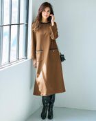 【ドゥクラッセ/DoCLASSE】のストレッチポンチ・ポケットワンピース キャメルXグレー|ID:prp329100004717066